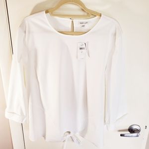 J.Jill White Front-Bowtie Shirt